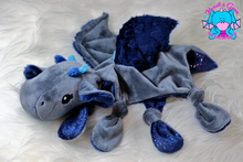 Lade das Bild in den Galerie-Viewer, Kuscheltuch/Schnuffeltuch "Lotta" in graphit/dunkelblau stars/dunkelblau glitzer rainbow