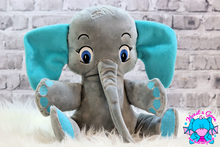 Lade das Bild in den Galerie-Viewer, Kuschelelefant XXL grau/petrol - kunst&garn