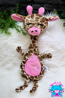 Mali Schnuffeltuch giraffe/rosa/rainbow glitzer rosa - kunst&garn